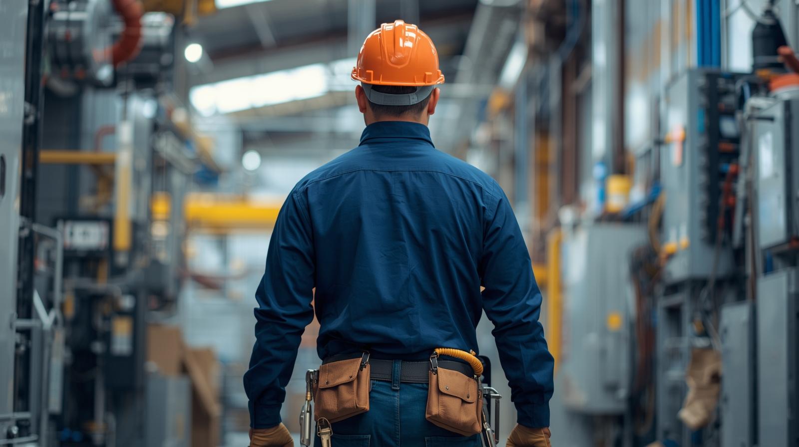 Commercial electrical maintenance technician working on facility electrical systems